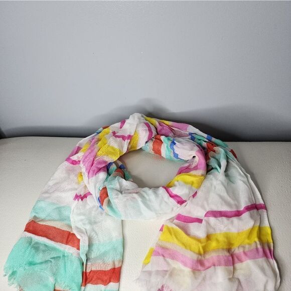 NWT Kate Spade Cape Stripe Multi-Colored Scarf 26"(W) x 80"(L) Colorful Addition - Picture 5 of 6